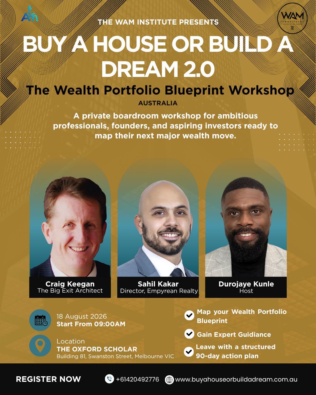 The WAM Institute Wealth Portfolio Blueprint workshop poster